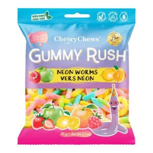 Gummy Rush Neon Worms Gummy Candy 3.1oz 12ct